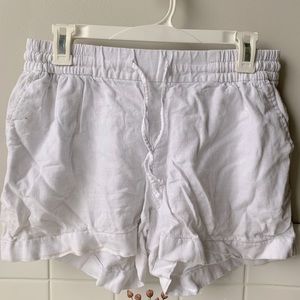 White linen shorts